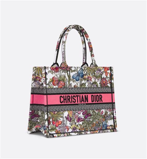 Medium Dior Book Tote Latte Embroidery with Multicolor Millefiori 